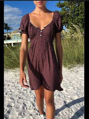 Brandy Melville Blair Ditsy Floral Dress Tie Back Prairie 90s Made In Italy OS